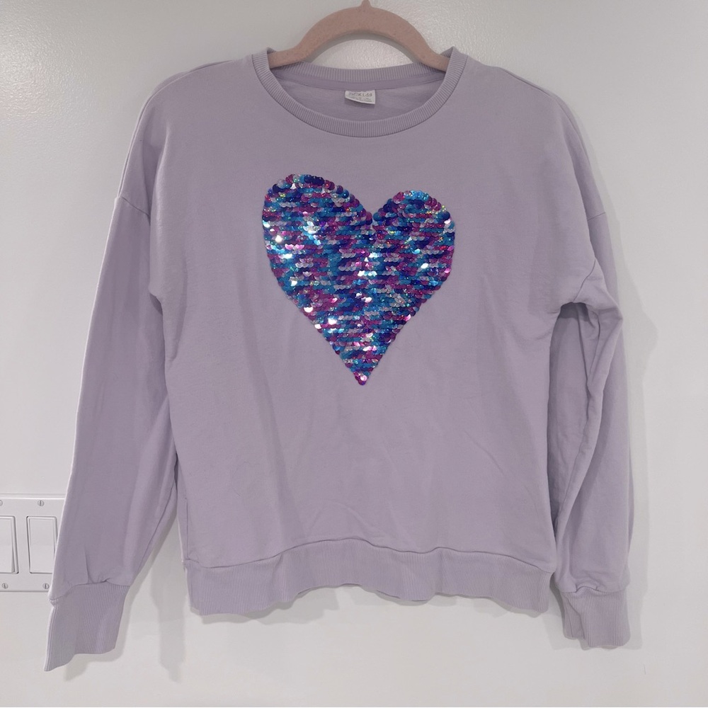 F&F Flip Sequin Lavender Sweatshirt Girls Sz 16 - Picture 1 of 9